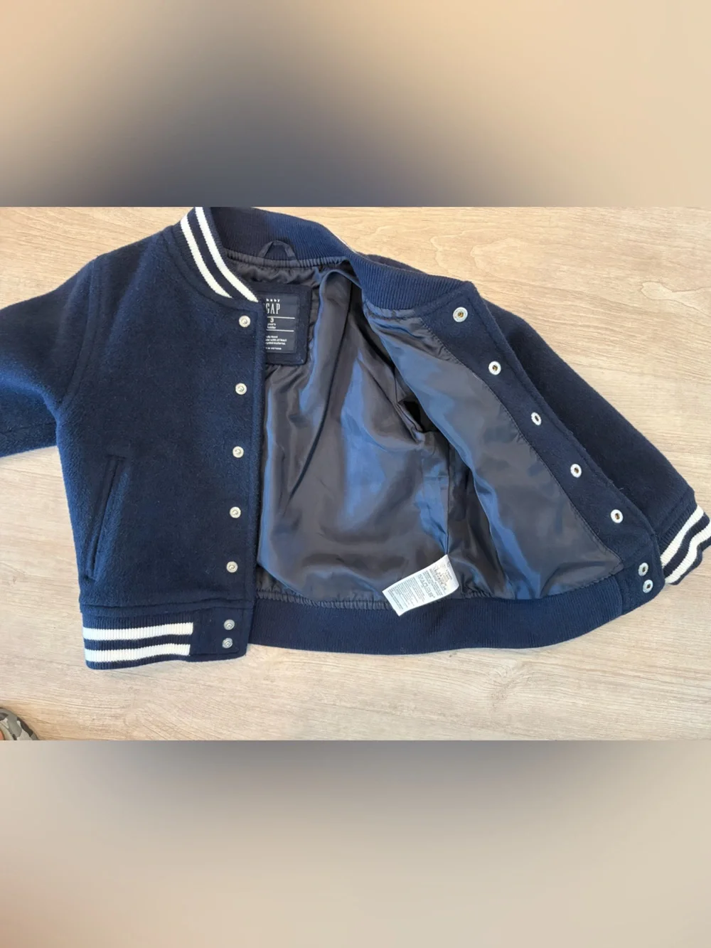 GAP Toddler Boys Navy Varsity Bomber Jacket 3T